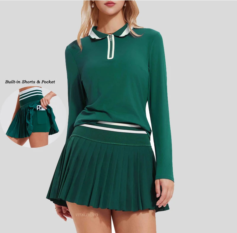 Cloud Performance Set – Women’s Tennis Skirt & Zip Court Top